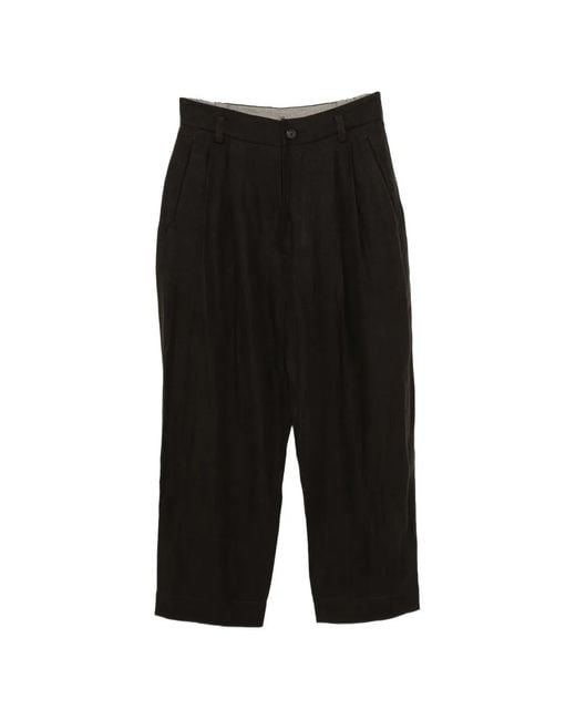 Ziggy Chen Black Linen Pleated Trousers for men