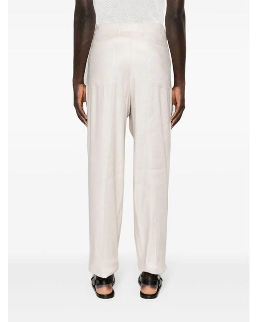 Lardini White Linen-Blend Tapered Trousers for men