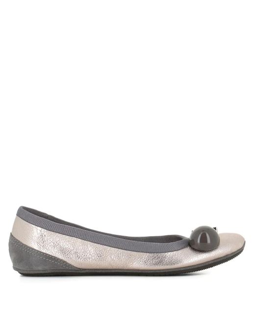 Dove Nuotano Gli Squali Gray Metallic Leather Ballet Flats