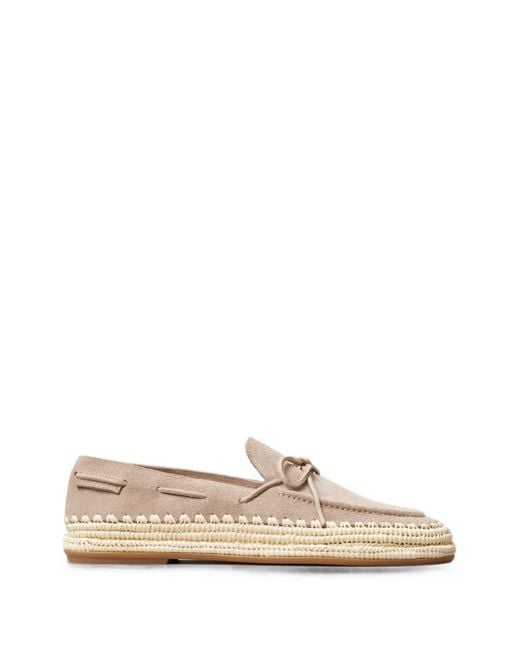 Tory Burch White The Raffia Boaty Loafers
