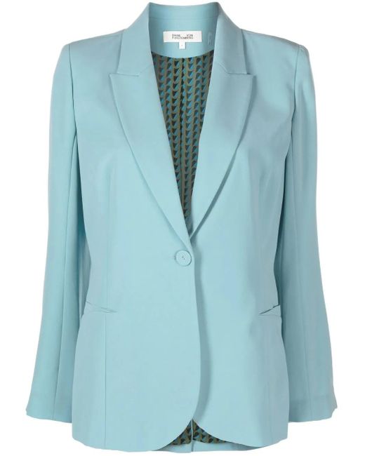 Diane von Furstenberg Blue Single-Breasted Blazer