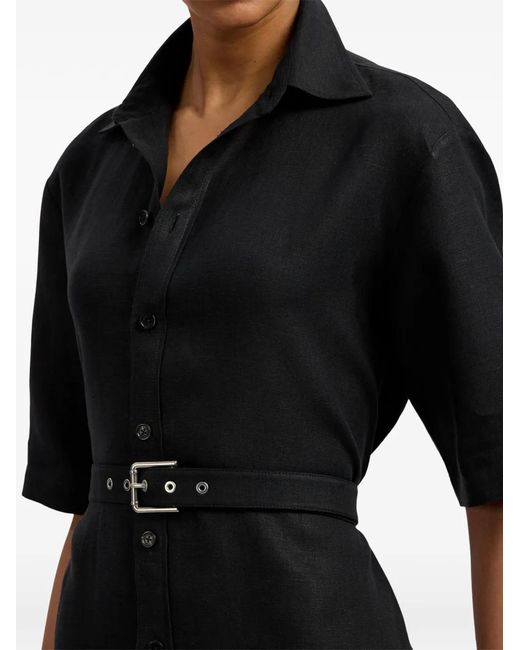Ralph Lauren Black Carol Buckled Shirt Maxi Dress