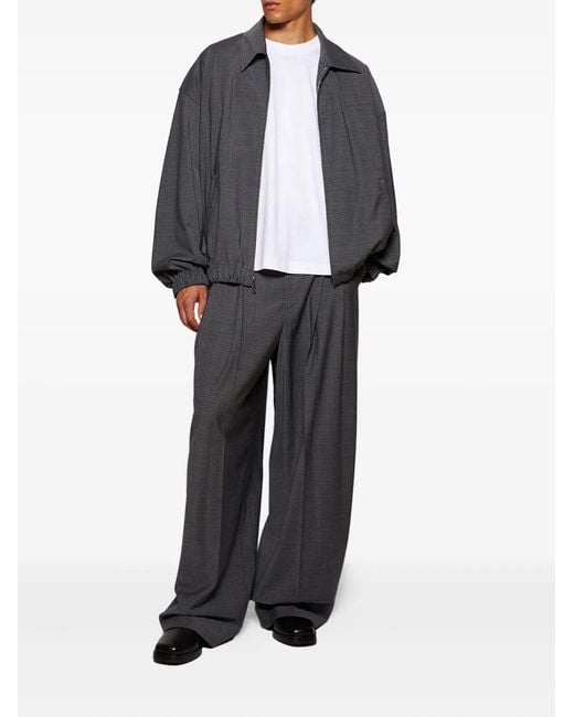 Alexander Wang Gray Pleated Check-Pattern Trousers for men