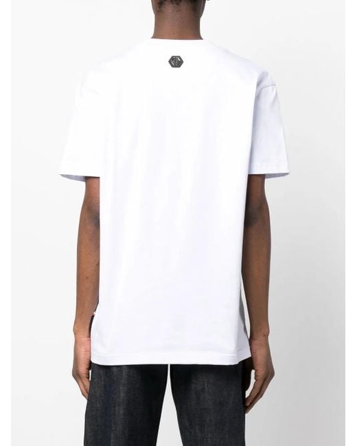 Philipp Plein White Logo-Print Cotton T-Shirt for men