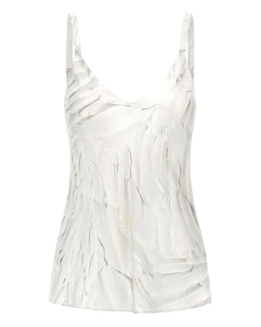 Roberto Cavalli フェザープリント シルクトップ White