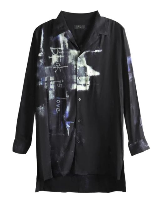 Y's Yohji Yamamoto Black Graphic-Print Shirt