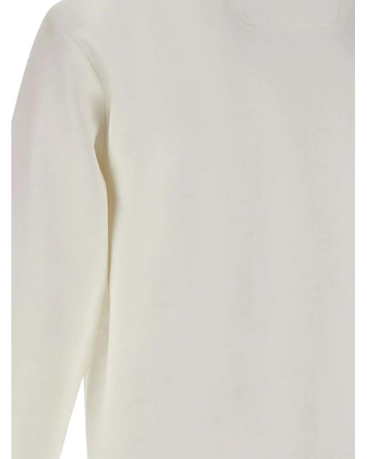 Boss White Logo Ribbed Crew-Neck Sweatshirt for men