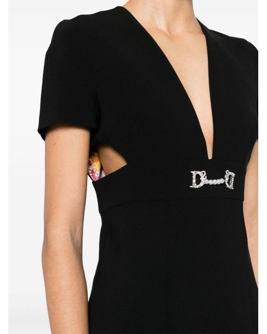 DSquared² Black Logo-plaque Cutout-detail Dress