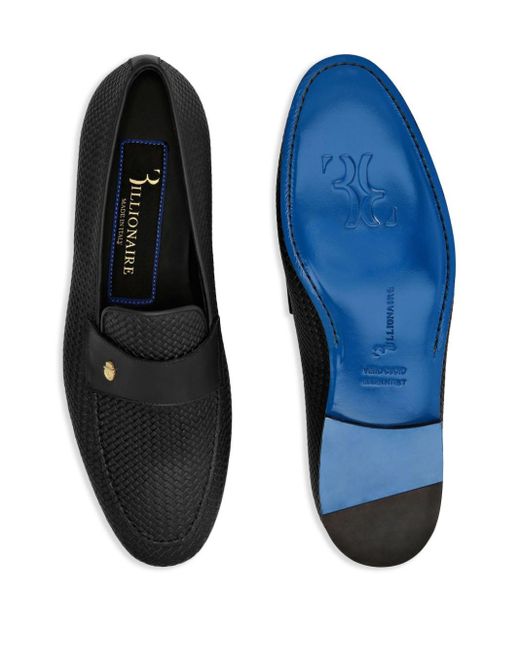 Billionaire Leren Loafers in het Black voor heren