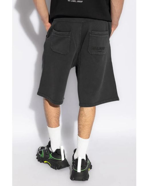 Balmain Gray Logo-Embroidered Track Shorts for men