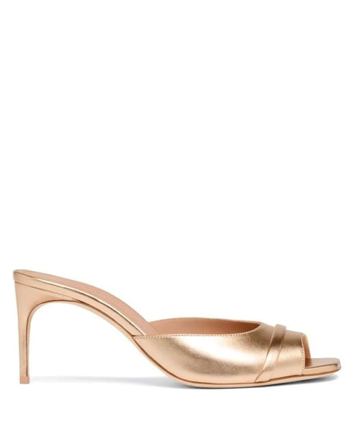 Malone Souliers Natural Metallic Nappa Lumi Heeled Sandals 70