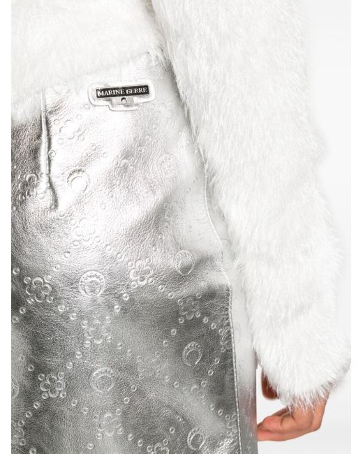 MARINE SERRE White Laminated Leather Mini Skirt - Women's - Viscose/lamb Skin