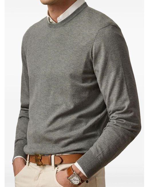 Ralph Lauren Gray Jersey-Knit Cashmere Pullover for men