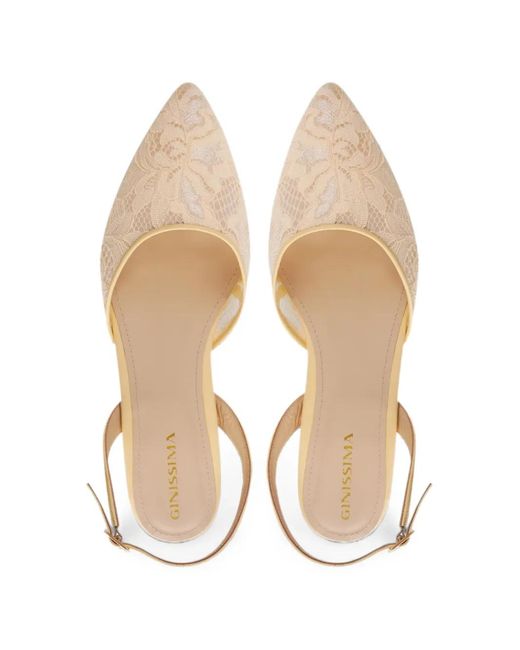 Ginissima Natural Ines Lace Slingback Pumps
