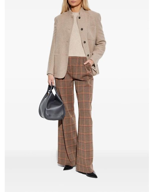 Max Mara Brown Plaid-Pattern Trousers