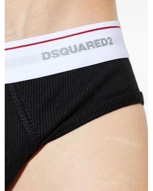 DSquared² Black Ribbed Waistband Briefs for men