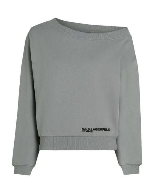Felpa Con Stampa Logo di Karl Lagerfeld in Gray