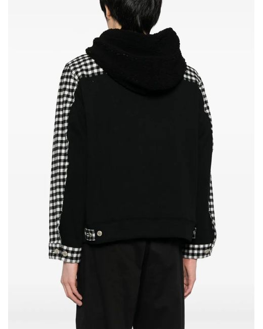 Undercover Black Check-Print Hooded Jacket for men