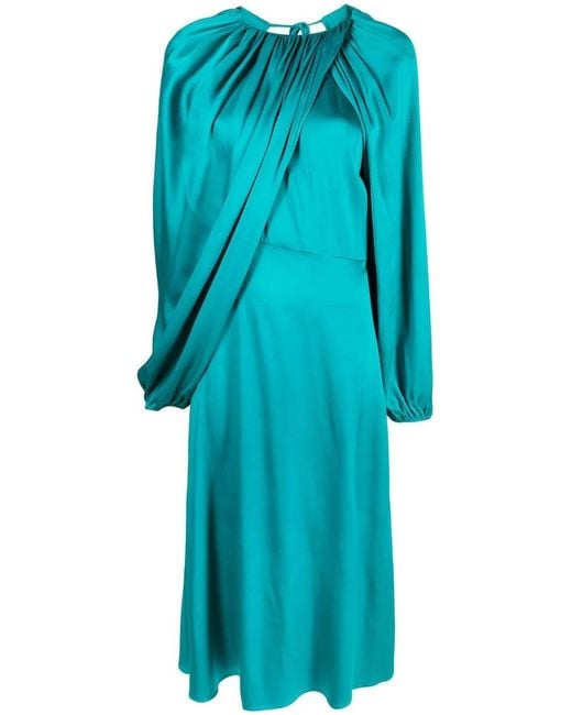 Colville Blue Drapiertes Seidenkleid