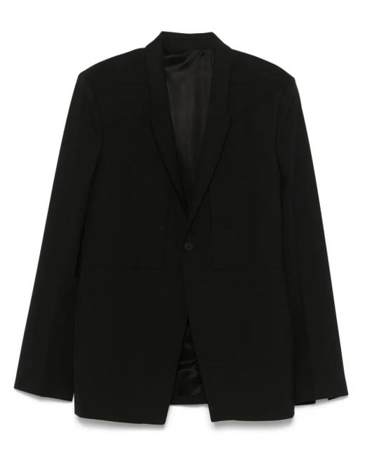 Rick Owens Black Single-Breasted Blazer for men