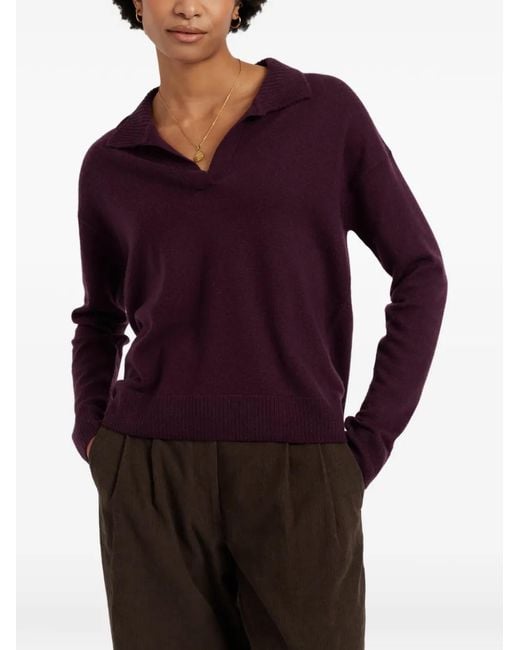 Chinti & Parker Purple Collared Long-Sleeve Sweater