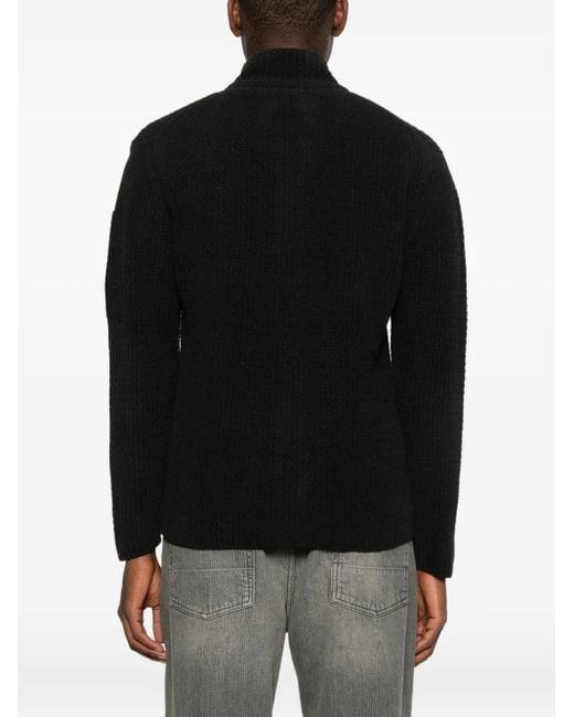 C P Company Black Button-Down Cardigan for men
