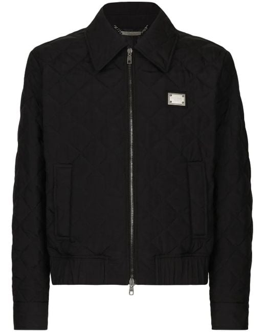 Dolce & Gabbana Black Diamond-Quilted Bomber Jacket for men