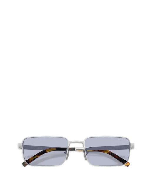 Prada White Rectangle-Frame Sunglasses