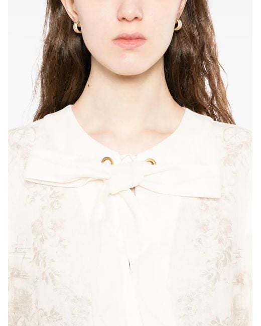 Zimmermann White Tie Neck Tunic Dress