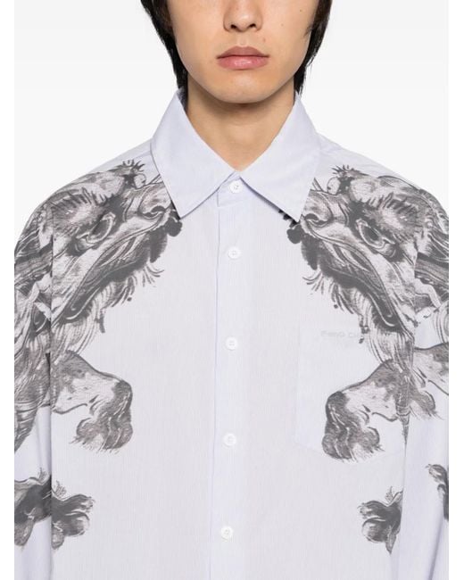 Camicia Con Stampa A Maniche Lunghe di Feng Chen Wang in White da Uomo