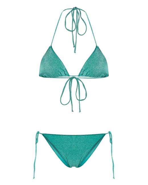Mc2 Saint Barth Green Marielle Halterneck Lurex Bikini Set