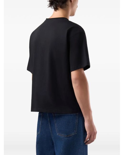 Gcds Black Graphic-Print Cropped T-Shirt for men