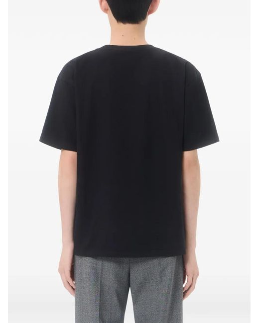 Valentino Garavani Black T-Shirt En Coton Imprimé Panthère for men