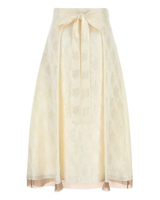 Fendi White Patterned-Jacquard Midi Skirt