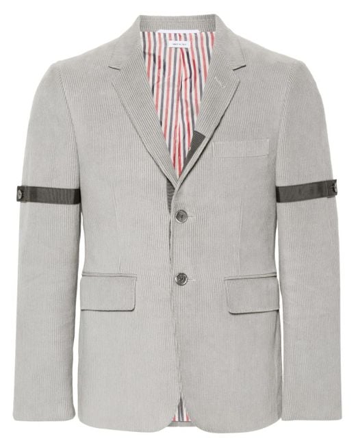 Thom Browne Gray Single-Breasted Corduroy Blazer for men