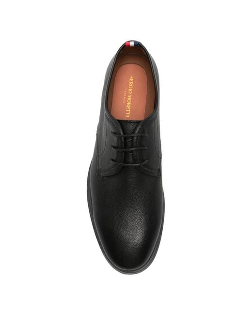 SERGIO MORETTI FIRENZE Black Derbies À Design Sans Lacets for men