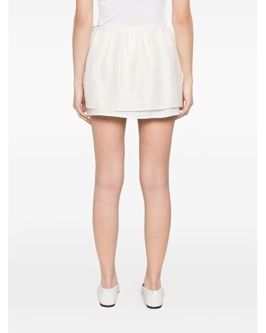 DUNST White Drawstring Layered Mini Skirt