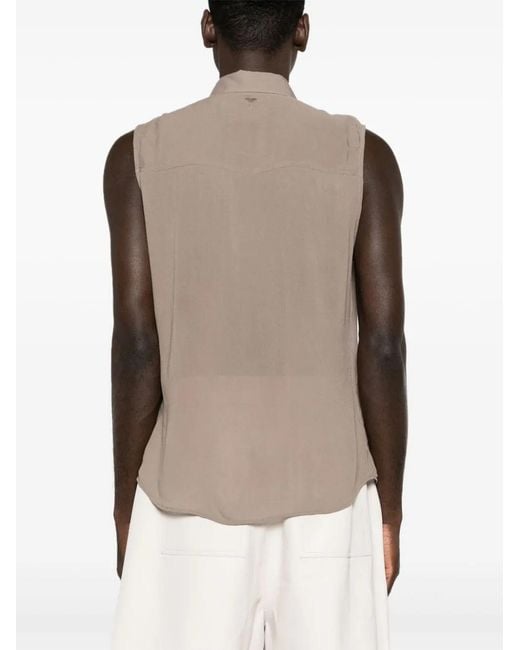 AMI Natural Straight-Collar Crepe Shirt