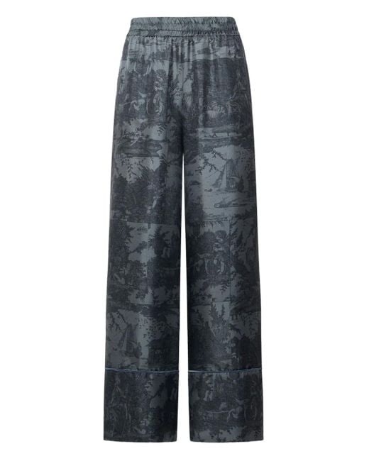 Pierre Louis Mascia Blue Scenic-Print Trousers