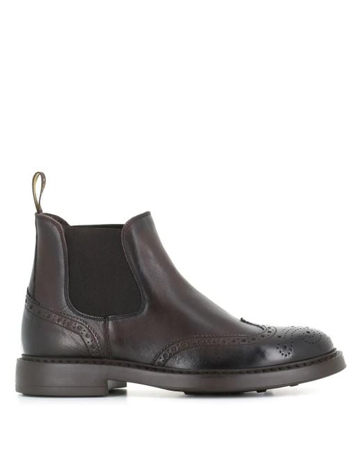 Doucal's Brown Perforated Ankle Boots for men