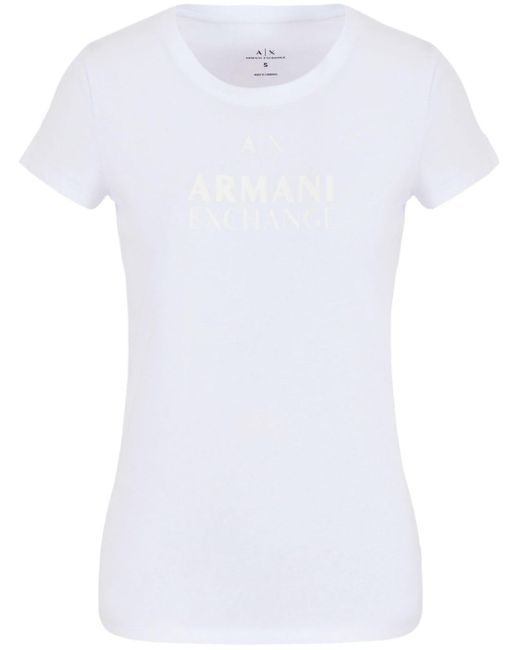 Armani Exchange White Logo-print Cotton T-shirt