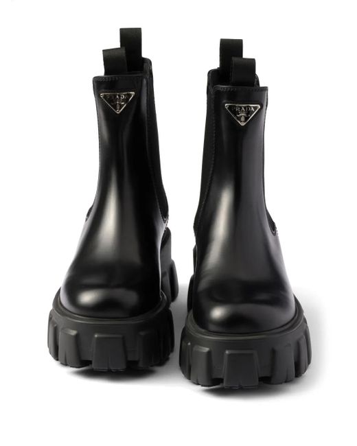 Prada Black Monolith Leather Chelsea Boots