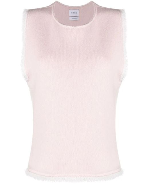 Barrie Pink Fringe-Trim Top