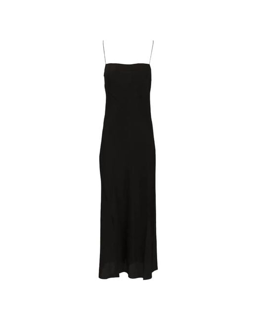 Matteau Black Robe En Soie À Coupe Longue