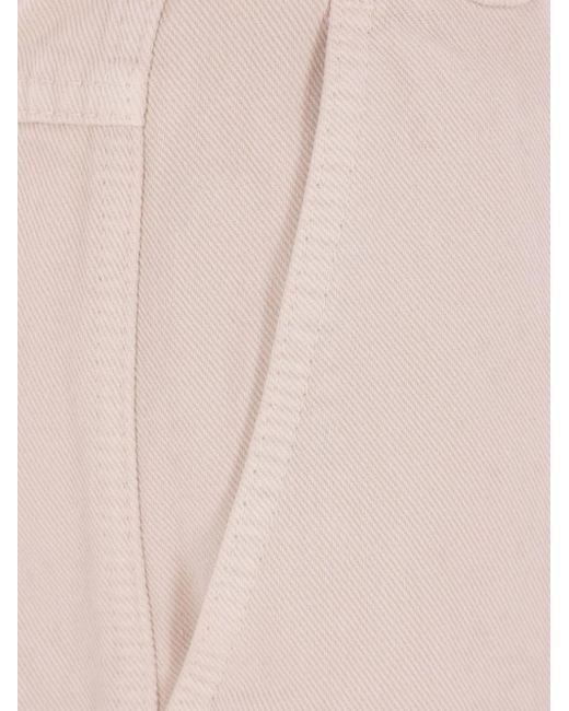 Brunello Cucinelli White Button-Zip Logo-Patch Trousers
