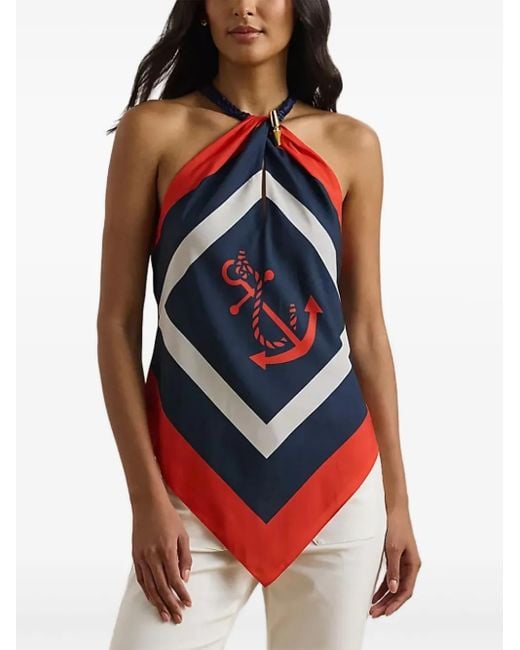 Top con cuello halter Ralph Lauren de color Blue