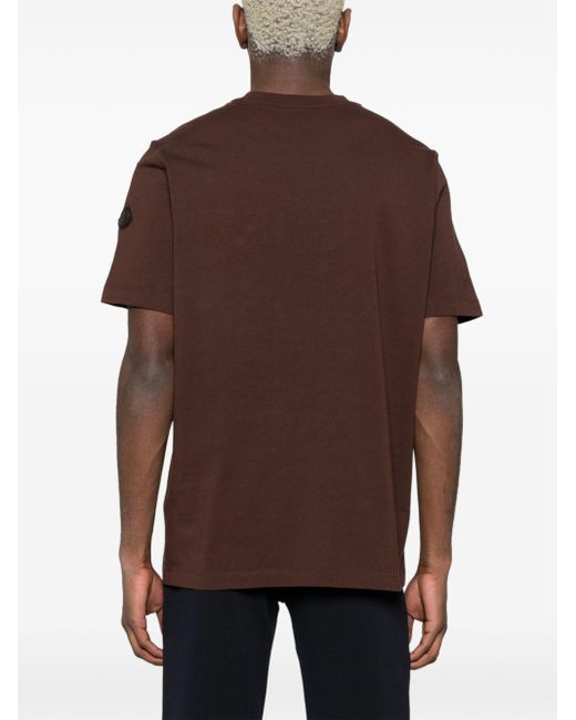 Moncler Brown Logo-Patch Cotton T-Shirt for men