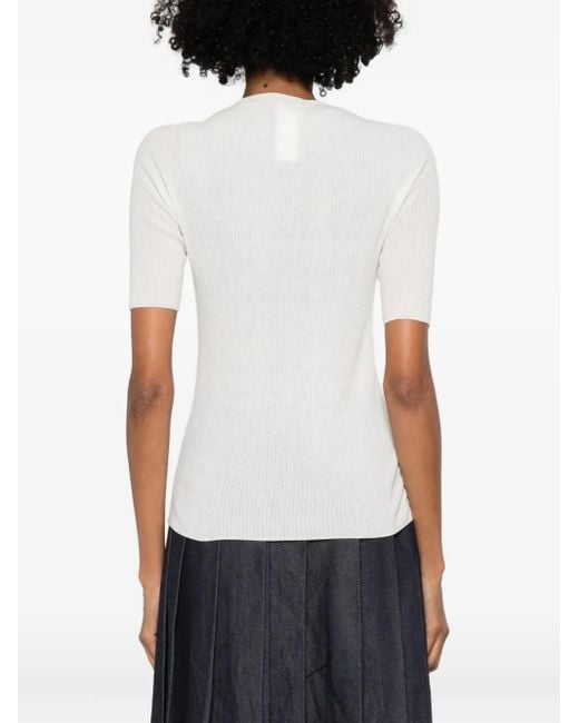 Fabiana Filippi White Wool Blend Knitted Top