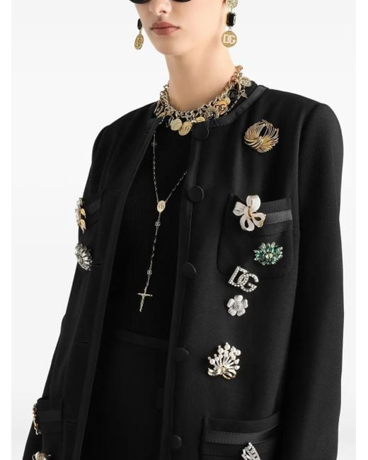 Dolce & Gabbana Black Embellished Button-Front Jacket