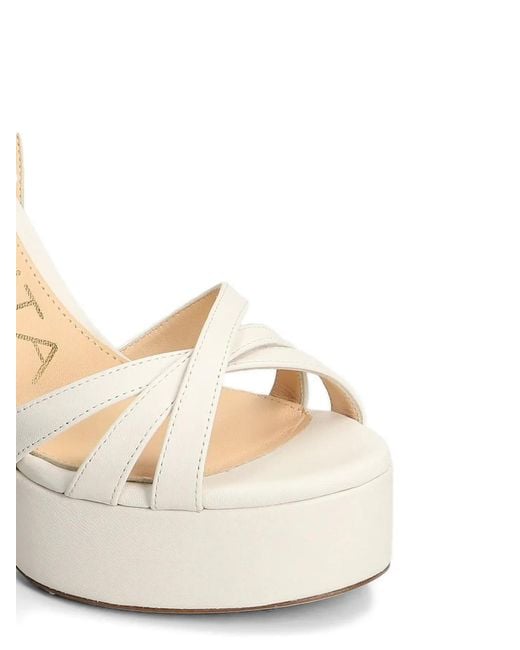 Chantal White Crossover-Strap Platform Sandals